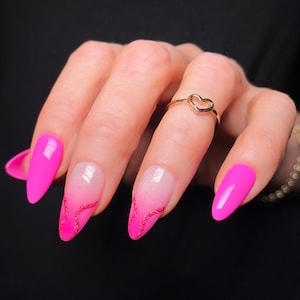 EVA Reusable Press On Nails • Pink Ombre and Glitter Nails