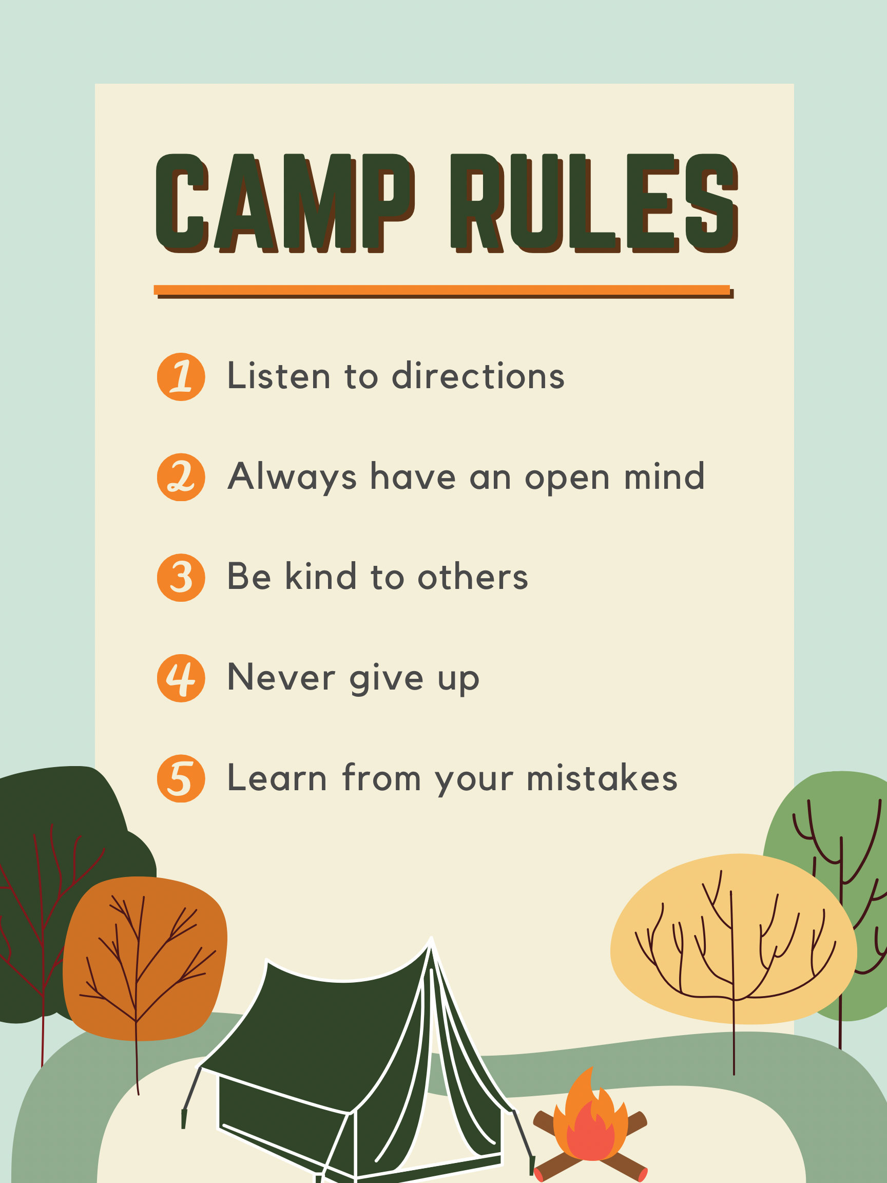 Class Rules Canva Poster Template Camping / Outdoors Theme Etsy