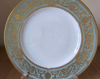 ロイヤルウースター ディナープレート、紫、青、黄、赤の花柄ボーダー