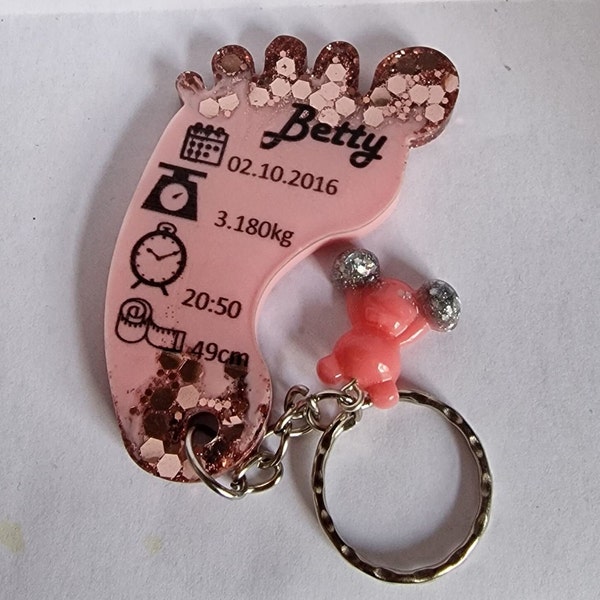 Baby Birth Keychain, Customised New Mom and Dad Gifts,New Born Resin Keychain, Epoxy,Handmade,Memory,