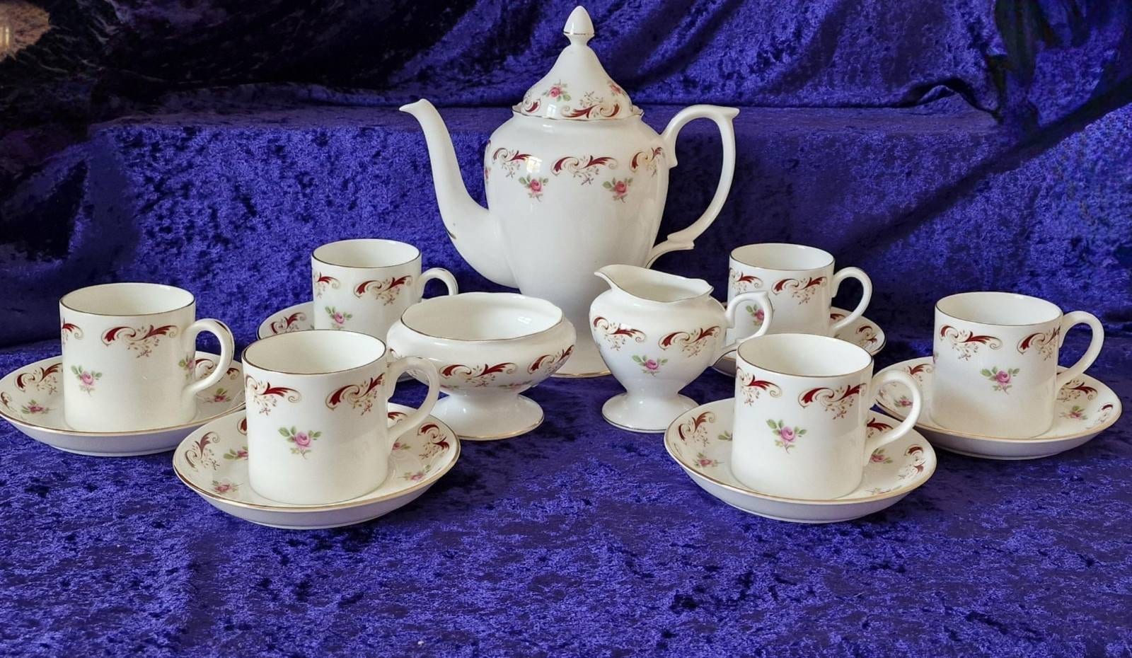 Pu Strathpine Tea Set Vintage Crown Staffordshire Coffee Set, Wentworth Pink Rose Bone China ...