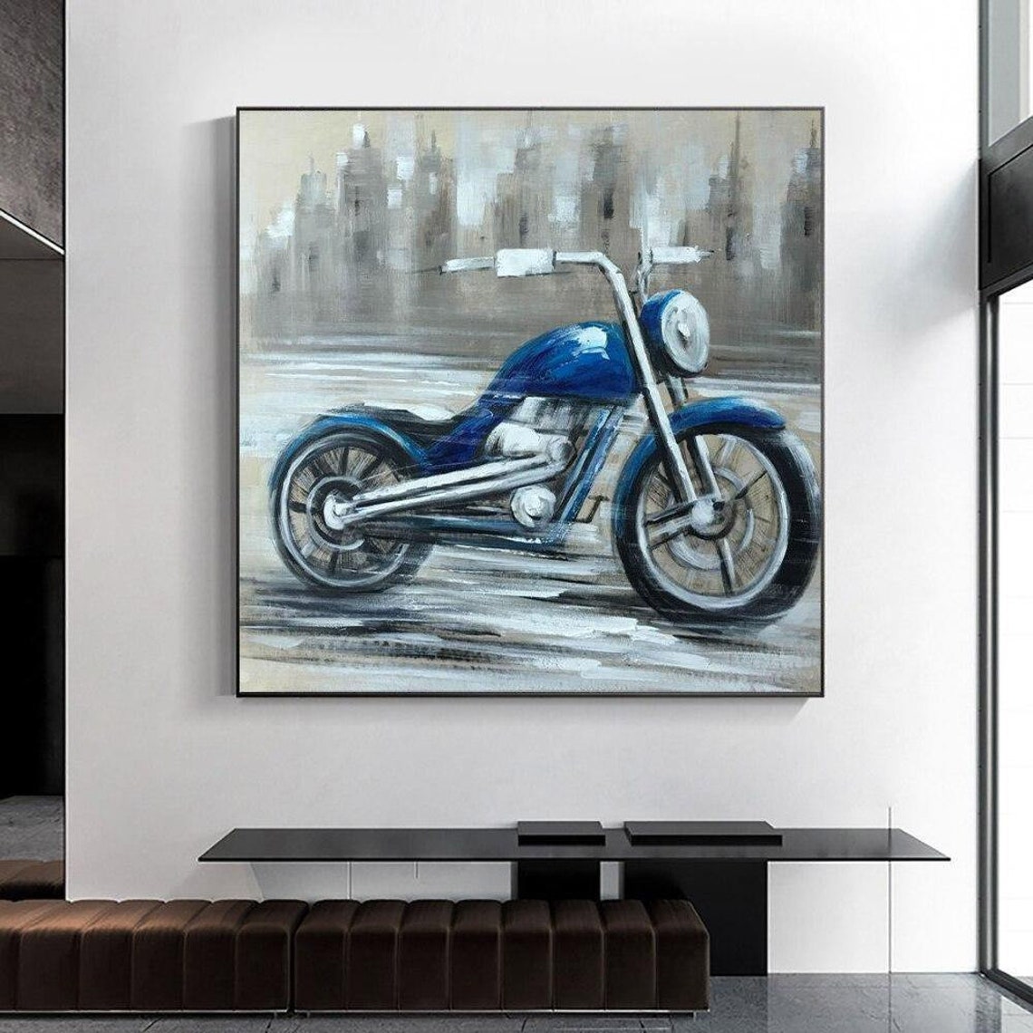 Abstract Motorcycle Oil Painting On Canvas 100 Hand Painted Etsy
