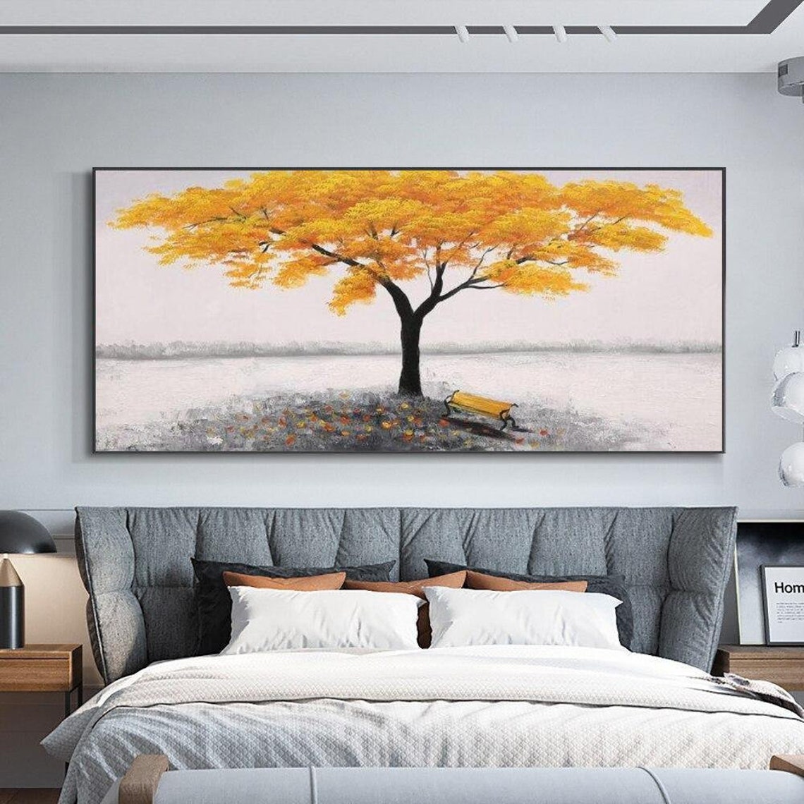 Abstract Yellow Tree 100 Hand Painted Oil Painting On Canvas Etsy