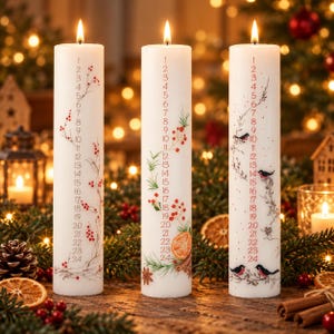 Advent candle with numbers | Calendar candle | Christmas candle | Advent | Candle with natural motifs | Christmas motifs