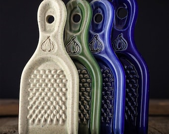 Ceramic Garlic Grater | Ginger grater | ceramic nutmeg grater | Cream | Cobalt | Purple | Orange | Blue