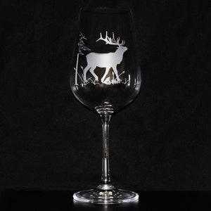 Weinglas mit Jagdmotiv | Hirsch | Reh | Wildschwein | gravierte Gläser | Weingläser aus Kristallglas | verschiedene Jagdmotive