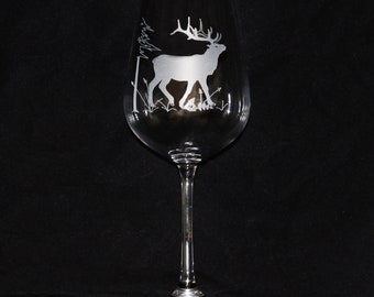 Bicchiere da vino con motivo di caccia | Cervo | Capriolo | Cinghiale | Bicchieri incisi | Bicchieri da vino in cristallo | Vari motivi di caccia + nome