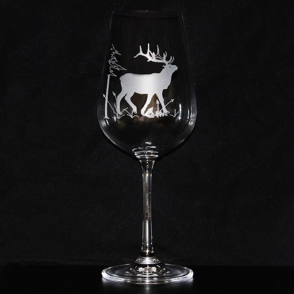 Weinglas mit Jagdmotiv | Hirsch | Reh | Wildschwein | gravierte Gläser | Weingläser aus Kristallglas | verschiedene Jagdmotive
