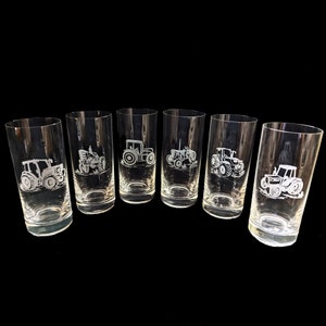 Water glasses with tractors | 230 / 300 ml | Drinking glasses with engraving| engraved drinking glasses | 6 different tractors | historical and modern