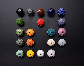 Ceramic furniture knob | 4 sizes | Smooth | Handle incl. screw | Many colors | Ceramic furniture knob with glaze | Yellow | Orange | Purple