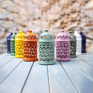 Fragrance lamp | Aroma oil lamp | Aroma lamp | Patin | white | lavender | purple | blue | glazed | gray | ceramic | floral pattern