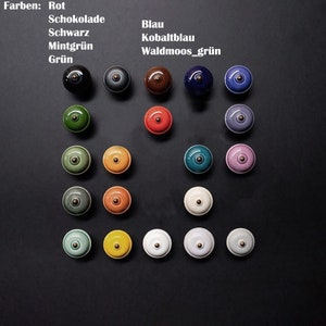Ceramic furniture knob | 4 sizes | Smooth | Handle including screw | Many colors | Glazed ceramic furniture knob | Black | Red | Green | Blue