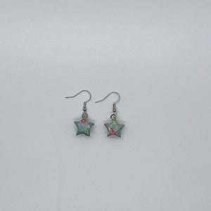 Origami Green Summer Stars Earrings