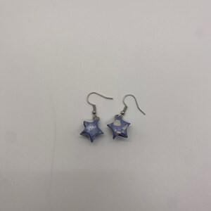 Origami Sky Blue Stars Earrings
