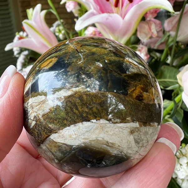 Blue Pietersite Sphere, New, altar, gift, crystal healing, high vibration crystals, 7.25”