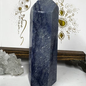 Torre Generadora de Cuarzo Azul, 5.25", curación de cristales de alta vibración, magia, altar, natural, auténtico