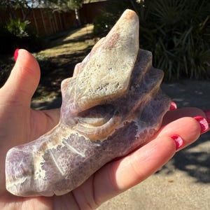 Amethyst Dragon, New palm stone dragon, 4”, crystal healing, gifts, altar, high vibration crystals