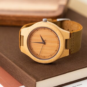 Engraved Wood Watch & Gift Box, Mens Watch, Wedding Gift for Groom Dad Groomsmen, 1st Anniversary Gift, Gift for Birthday Son
