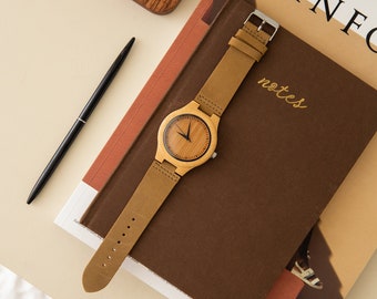 Regalos de aniversario de madera personalizados para novio regalo de cumpleaños para él padrinos regalo reloj personalizado reloj de madera grabado para hombres
