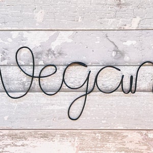 Vegan vegans veganism gift Wall sign wire decoration plant based food animals kitchen
