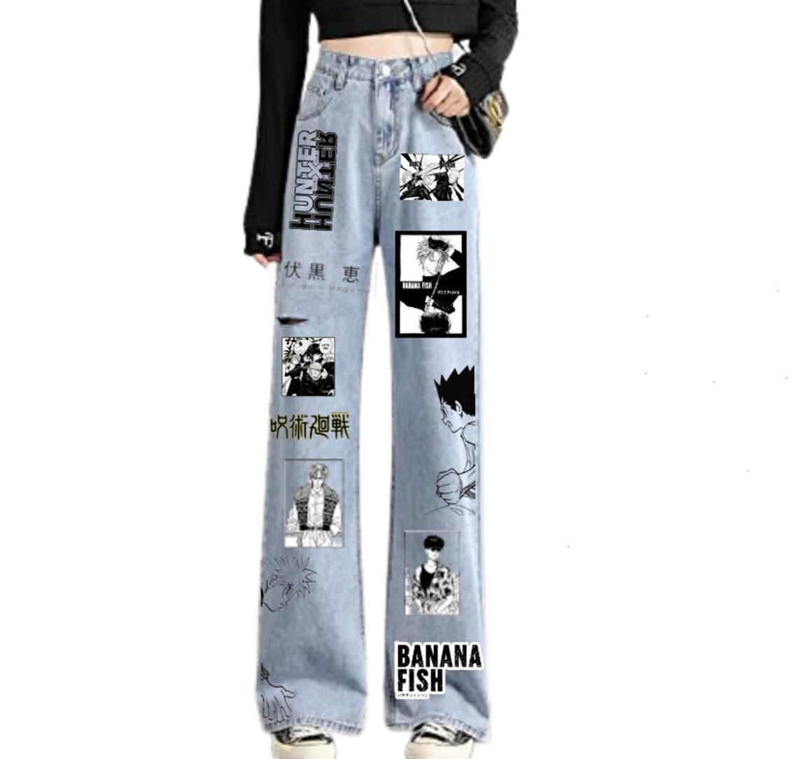 High Waisted Anime Jeans Etsy