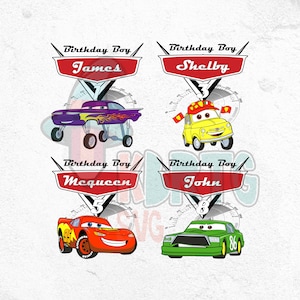 Personalized Name and Age For Birthday Png, Lightning Car Birthday Boy PNG, Cars Birthday,Birthday Squad, Family Design, Custom Birthday Boy