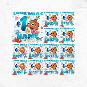 Look Who&#39;s Birthday Png, Birthday Family Matching Png Bundle, Nemo Birthday Match Png, Finding Nemo Dory Family Matching Png Bundle