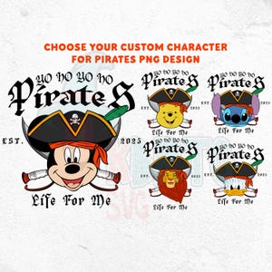 Viaje familiar pirata personalizado (PNG), Piratas de Mickey y Minnie, Piratas del Caribe, Crucero "Una vida pirata" (PNG), Viaje familiar 2025, Amigos ratones