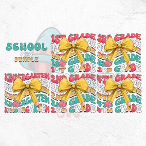 Coquette Pencil Png Bundle, Retro Teacher Png, 1st Day Of School Png, Back to School, Retro Kindergarten, First Day Of School Png Bundle