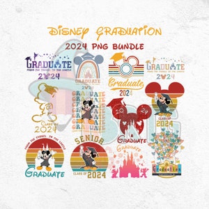 Graduation Senior 2024 Mickey PNG Bundle, Senior Team, Class of 2024, Tassel to Castle, Graduate 2024 Bundle