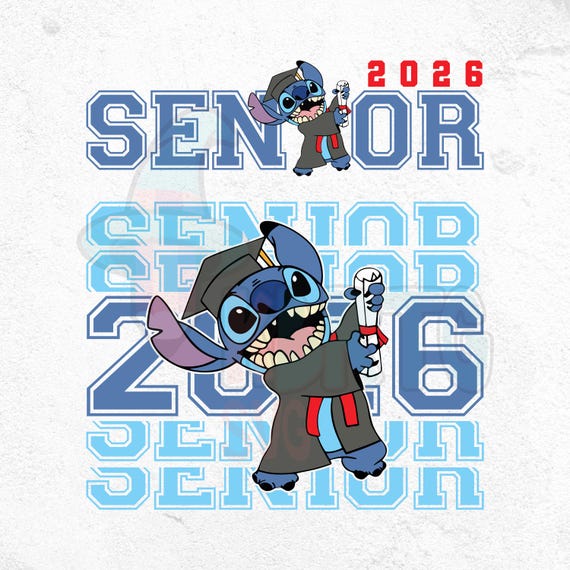 Custom Name Stitch Senior 2026 PNG, Graduation Gift (Digital Download)
