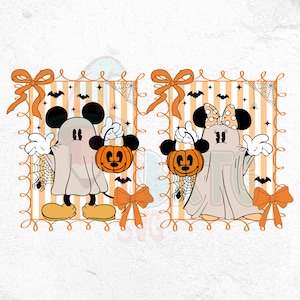 Mickey and Minnie Halloween PNG, Mickey Halloween Collage Digital Download, Cute Spooky Season Png for Magical Castle Halloween Sublimation