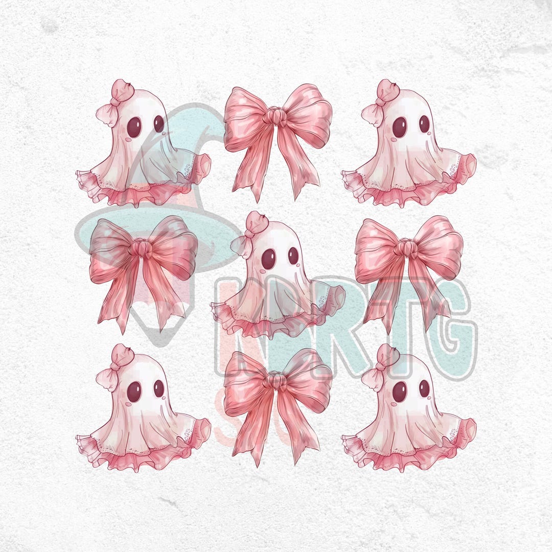 Halloween Cute Ghost Png, Coquette Bow Halloween Png, Halloween Png ...