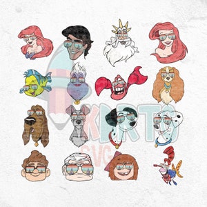 Princess Ariel Little Mermaid Png, Lady Tramp PNG Best Day Glasses, Best Day Ever Png, Magical Castle Png, Carl and Ellie Glasses Day Png