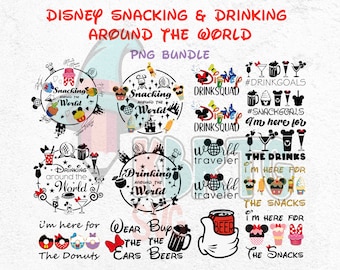 Snacking around the World PNG Bundle, Drinking Squad, World Traveler Mouse, Epcot Tour, Donut, Drinkgoals, Snackgoals