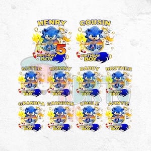 Paquete de cumpleaños de Sonic personalizado PNG, Sonic personalizado PNG, cumpleaños de Sonic Hedgehog PNG, cumpleaños de niño y niña PNG, cumpleaños familiar personalizado PNG
