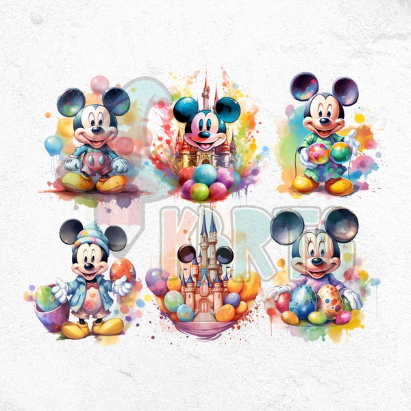 Watercolor Splash Mickey Easter PNG Bundle, Happy Easter Mickey Png, Easter Png, Retro Easter Png, Friends Png, Easter Mouse, Easter Vibes