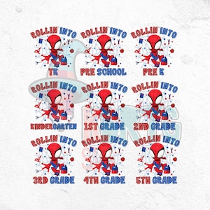 Rollin Into School Ghost Spidey Png Bundle, Spidey Amazing Friends Png, Back To School Png, First Day Of School Png, School Grade Png, TK