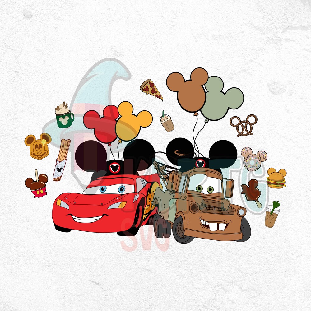 Peckshirt Custom Cars 2025 Png, Cars Mickey Head Snacks Png, Family Trip 2025 Cars Png,Drink And Snack, Magical Kingdom, Cars Lightning Mcqueen And Mater Png