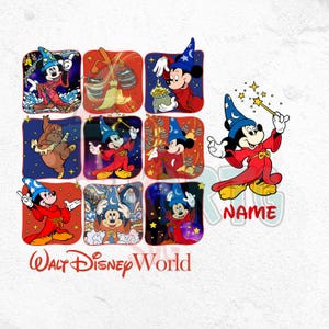 Retro Sorcerer Mickey Fantasia Png, Custom Name Mickey Magic Wizard Magical Retro Png, Fantasmic Hollywood Studios Trip Png, Family Vacation