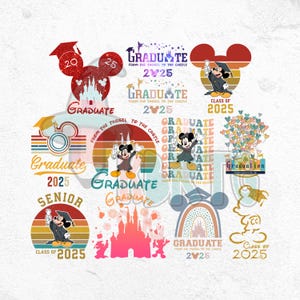 Graduation Senior 2025 Mickey PNG Bundle, Senior Team, Class of 2025, Tassel to Castle, Graduate 2025 Bundle, Mickey Minnie Senior 2025 PNG