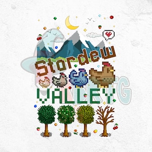 Stardew Valley PNG Fall Chicken, Stand out with Gaming, Inspired Fashion, Handcrafted Gaming Apparel , Junimo and Fruit, Instant Download