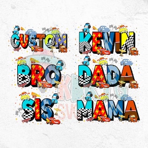Bundle PNG Cars McQueen personnalisé, Cars 2025 PNG, Lightning McQueen PNG, matériel de remorquage Cars, fond Transparent de voitures, voitures à imprimer, nom de voitures