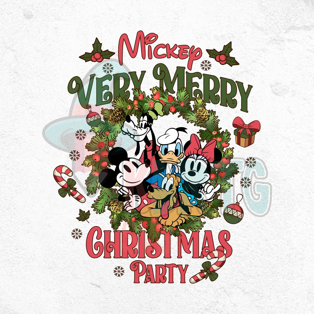 Very Merry Christmas Party 2024 PNG, Mickey and Friends Christmas Png