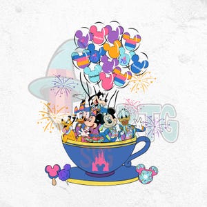 Resort 70-jähriges Jubiläum Png, Mickey Minnie Mouse Teetasse Feier Png, Magic Kingdom Png, 70 Jahre magische Familienreise Passend