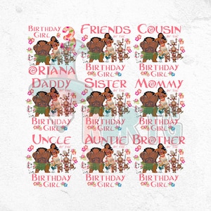 Benutzerdefinierte Moana Geburtstag Familie Png-Bundle, Benutzerdefinierte Prinzessin Moana Passende Png, Moana Prinzessin Geburtstagsparty Png, Familie Geburtstagskind Png
