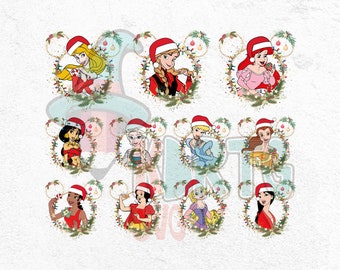 Christmas Princess Flower PNG Bundle, Light, Merry Christmas, 2024 Newyear, Elsa Frozen, Magical Castle Princess Tree PNG, Happy New Year 24