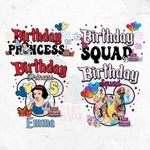 Snow White Princess Birthday Squad Png Bundle, Snow White Princess Birthday Png, Girls Birthday Png, Magical Squad Vacation Family Matching