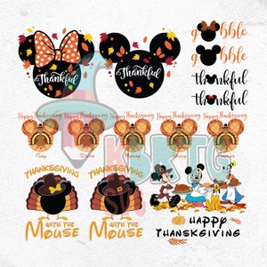 Happy Thanksgiving Mickey PNG Bundle, Thankful, Turkey png, Mouse png, Ears Head Png, Minnie Png, Gobble Png, Pumpkin Season, Autumn Pumpkin