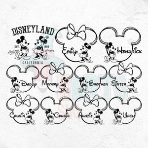 Pacchetto PNG retrò di Topolino e Minnie, PNG retrò di Topolino e i suoi amici, PNG retrò di Viaggio in famiglia 2026, PNG schizzo di Minnie e Topolino, PNG vacanza in famiglia 2026